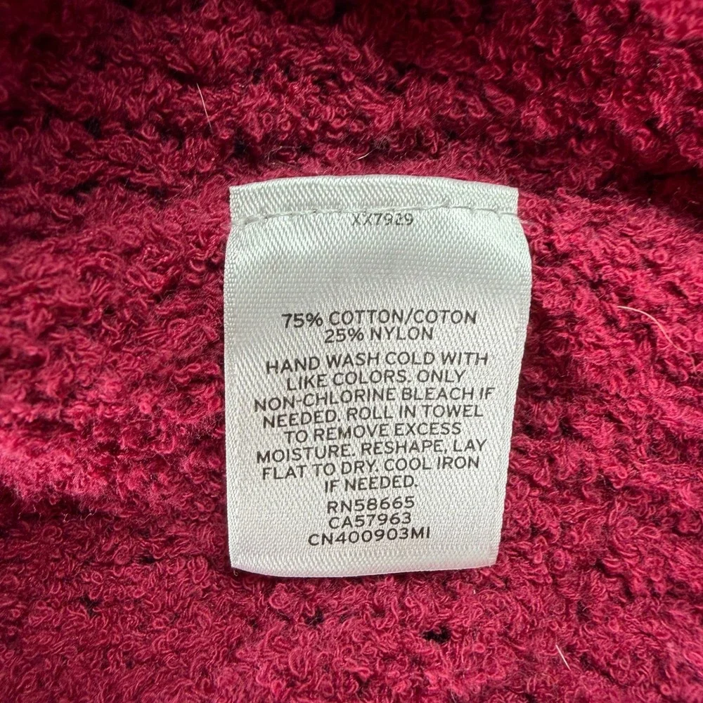 Caslon Sweater Womens Small Magenta Cowl Neck Textured Knit Cotton Blend Cozy